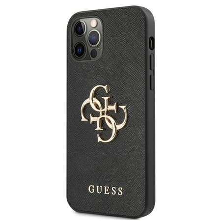 Guess Saffiano 4G Big Metal Logo - iPhone 12 Pro Max tok (fekete)