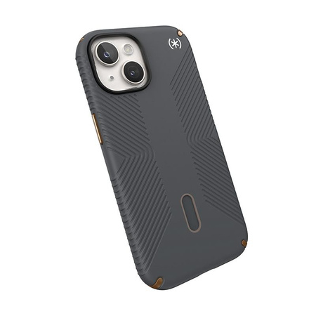 Speck Presidio2 Grip ClickLock & MagSafe - Coque iPhone 16e / iPhone 15 / iPhone 14 / iPhone 13 (Gris anthracite / Cool Bronze)