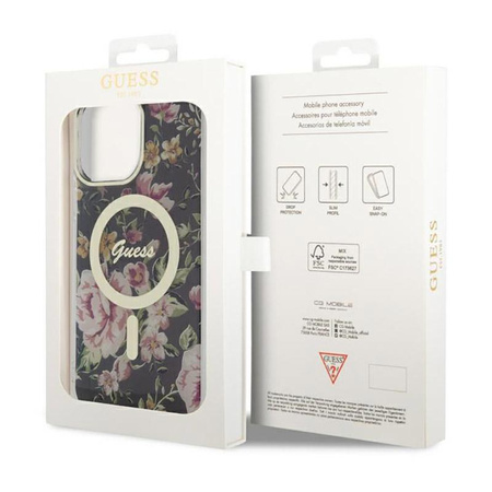 Guess Flower MagSafe - Case iPhone 14 Pro Max (Black)