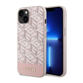Guess GCube Stripes MagSafe - Coque pour iPhone 14 Plus (Rose)