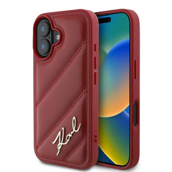 Karl Lagerfeld Quilted Signature - Étui pour iPhone 16 (rouge)