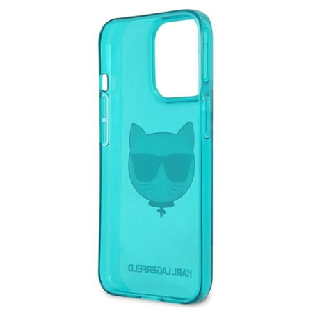 Karl Lagerfeld Choupette Head - Coque iPhone 13 Pro (bleu fluo)