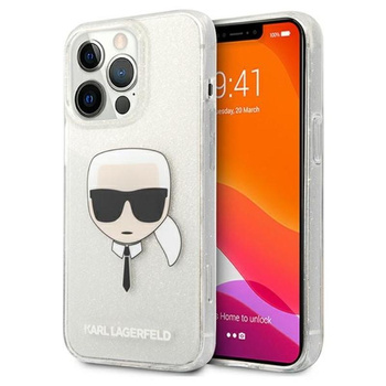 Karl Lagerfeld Karl's Head Glitter - Coque iPhone 13 Pro Max (argent)