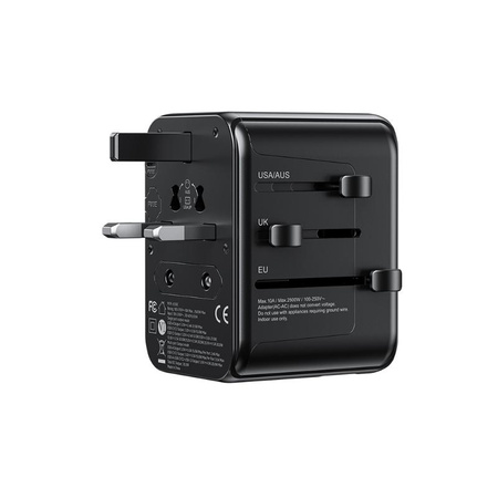 WEKOME WP-U03 Pop Digital Series - EU / UK / US / AU Reise-Ladegerät / Adapter + 3x USB-C & 2x USB-A 30W (Schwarz)