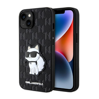 Karl Lagerfeld Saffiano Monogram NFT Choupette - Coque pour iPhone 14 Plus (Noir)