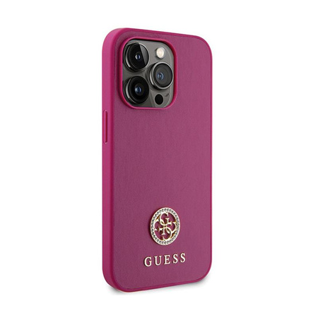 Guess 4G Strass Metall Logo - iPhone 15 Pro Tasche (rosa)