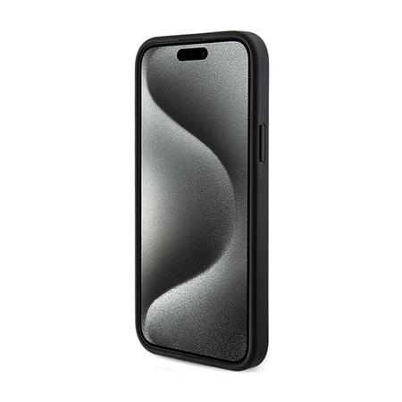 Guess 4G Collection Leder Metall Logo MagSafe - iPhone 15 / 14 / 13 Tasche (schwarz)