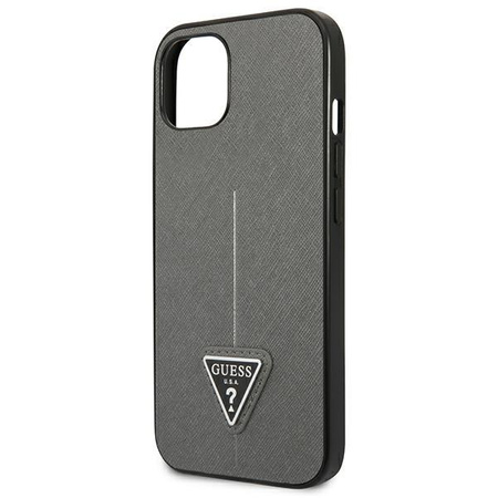 Guess Saffiano Triangle Logo Case - kryt pro iPhone 13 (stříbrný)