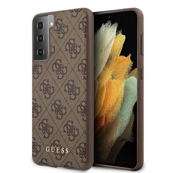 Guess 4G Metal Logo - pouzdro pro Samsung Galaxy S21 (hnědé)