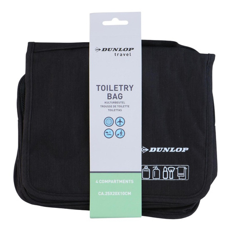 Dunlop – Travel Toiletry Bag with Hanging Hook 25x20x10 cm (Black)