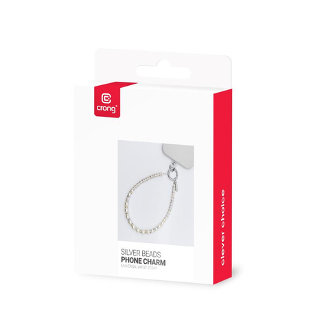 Crong telefondísz - nyakba akasztható telefonmedál (ezüst gyöngyök)