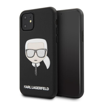 Karl Lagerfeld Iconic Embossed Glitter Case - pouzdro pro iPhone 11 (černé)