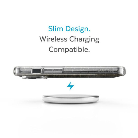 Speck Presidio Perfect-Clear with Glitter - Etui iPhone 14 / iPhone 13 z powłoką MICROBAN (Clear / Gold Glitter)