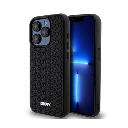 DKNY 3D gumový opakující se vzor - pouzdro pro iPhone 15 Pro (černé)