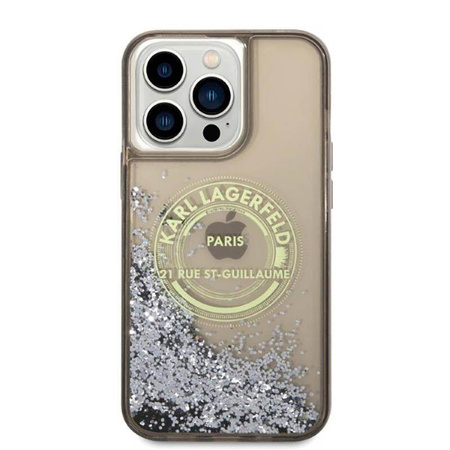 Karl Lagerfeld Liquid Glitter RSG - Etui iPhone 14 Pro Max (czarny)