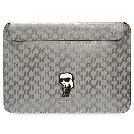 Karl Lagerfeld NFT Saffiano Monogram Ikonik Karl Sleeve – 14-Zoll-Notebookhülle (Silber)