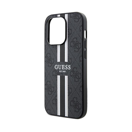 Guess 4G nyomtatott csíkos MagSafe - iPhone 15 Pro tok (fekete)