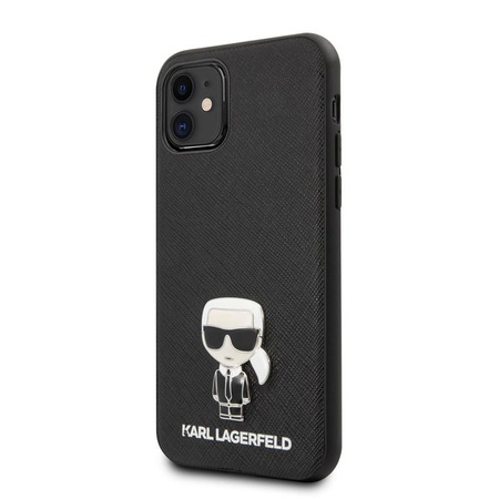 Karl Lagerfeld Saffiano with Pin Ikonik - pouzdro pro iPhone 11 (černé)