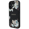 Guess Grained Printed Flower Pattern MagSafe - Pouzdro pro iPhone 16 (černý)