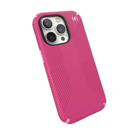 Speck Presidio2 Grip - Rutschfestes Gehäuse für iPhone 14 Pro (Digitalpink / Blossompink / Weiß)