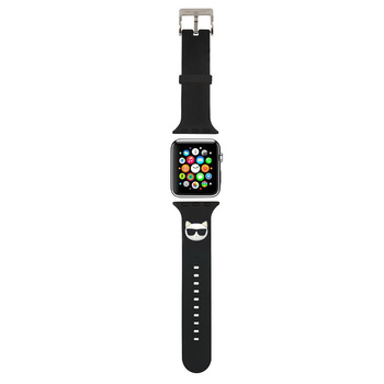 Karl Lagerfeld Silikonová hlava Choupette - řemínek pro Apple Watch 42/44/45 mm (černý)