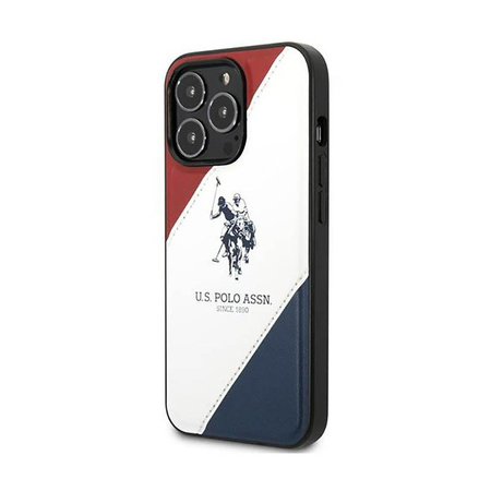 US Polo Assn Tricolor Embossed - Hülle für iPhone 14 Pro (Weiß)
