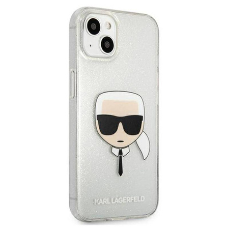 Karl Lagerfeld Karl's Head Glitter - Case for iPhone 13 mini (Silver)