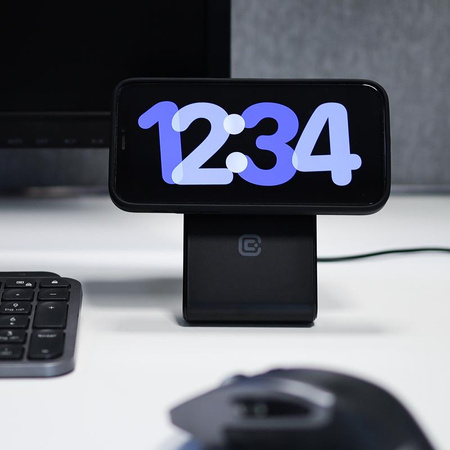 Crong MagSpot Pivot Stand – 3-in-1-Wireless-Ladegerät mit MagSafe für iPhone, Apple Watch und AirPods (Schwarz)