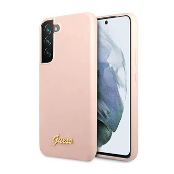 Guess Silicone Script Metal Logo - Hülle für Samsung Galaxy S23+ (Pink)