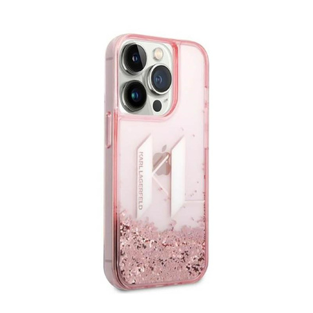 Karl Lagerfeld Liquid Glitter Big Logo Tasche - iPhone 14 Pro Tasche (rosa)
