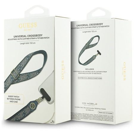 Guess Universal Crossbody Strap 4G Tether Patch Strass Metal Logo - Universeller Handyriemen / Lanyard (blau)