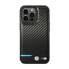 BMW Leather Carbon Blue Line - Case for iPhone 13 Pro Max (Black)