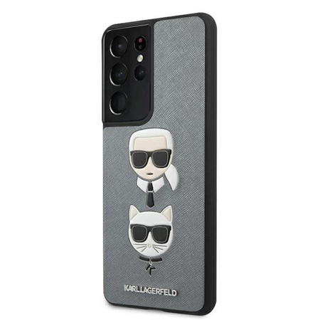 Karl Lagerfeld Saffiano Karl & Choupette Heads - Samsung Galaxy S21 Ultra (silver) Case