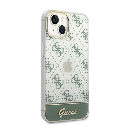Guess 4G Stripe Script Logo Electroplated Pattern – Etui iPhone 14 Plus (khaki)