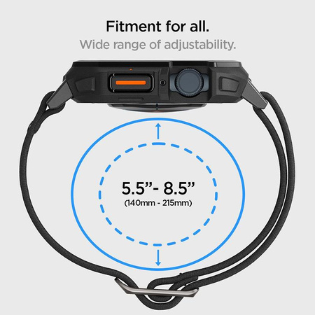 Spigen Lite Fit "Pro" - Pouzdro s řemínkem pro Apple Watch 4/5/6/7/8/9/SE 44/45 mm (Matně černé)