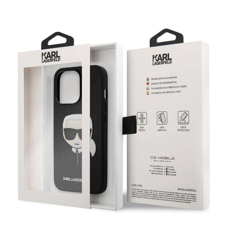 Karl Lagerfeld Saffiano Ikonik Karl`s Head - Etui iPhone 13 Pro (czarny)