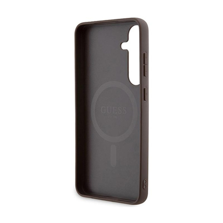 Guess 4G Collection Leder Metall Logo MagSafe - Samsung Galaxy S24+ Tasche (braun)