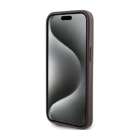 Guess 4G Bottom Stripe Metal Logo Collection - iPhone 15 Case (brown)