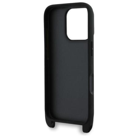 Karl Lagerfeld Saffiano Karl & Choupette Metal Pin CBDY Strap - Coque iPhone 16 Pro Max (noir)