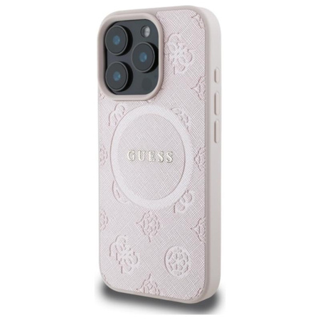 Guess Saffiano Peony Classic Logo MagSafe - iPhone 16 Pro Max tok (rózsaszín)