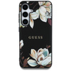 Guess Grained Printed Flower Pattern MagSafe - pouzdro pro Samsung Galaxy S25 (černé)