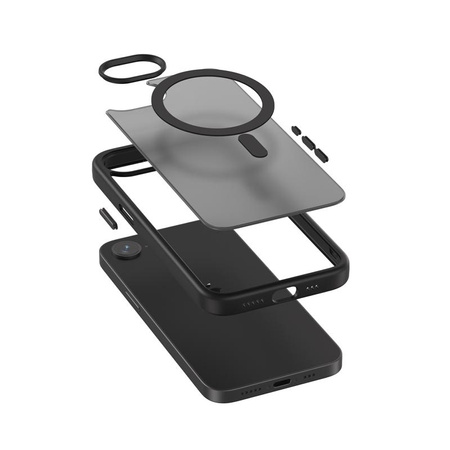 Crong Hybrid Frost MAG Cover - iPhone 16e MagSafe tok (fekete)