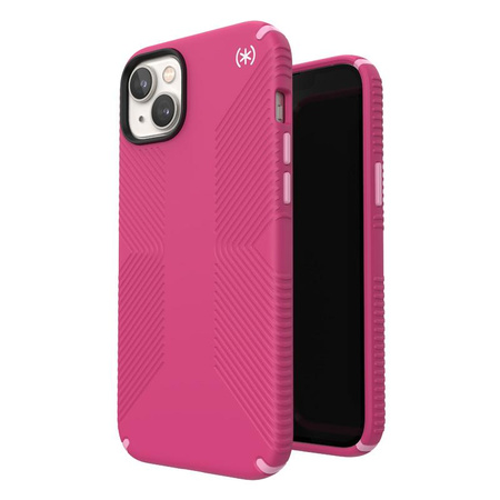 Speck Presidio2 Grip + MagSafe - Tasche für iPhone 14 Plus mit MICROBAN-Beschichtung (Digitalpink / Blossompink / Weiß)