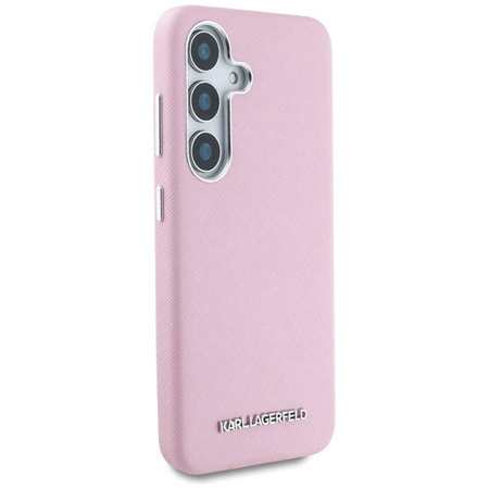 Karl Lagerfeld Saffiano Full Wrapped Elongated Metal Logo MagSafe - Case for Samsung Galaxy S25 (pink)