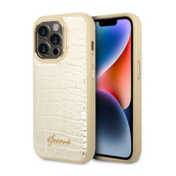 Guess Croco Collection - Coque pour iPhone 14 Pro Max (Or)