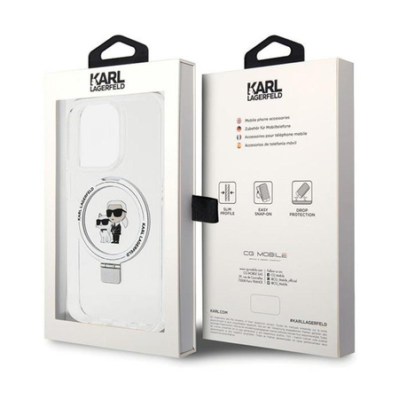 Karl Lagerfeld Ring Stand Karl & Choupette MagSafe - iPhone 14 Pro Tasche (weiß)