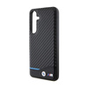 BMW Leather Carbon Blue Line - Tasche für Samsung Galaxy S24+ (schwarz)
