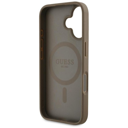 Guess Grained Hot Stamp Peony Triangle Logo MagSafe - Case for iPhone 16 (brown)