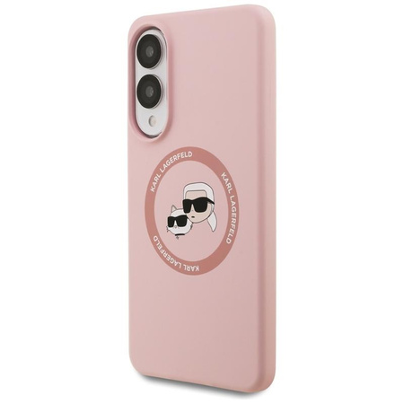 Karl Lagerfeld Silicone Double Heads And Circle MagSafe – Hülle für Samsung Galaxy S25 Edge (rosa)