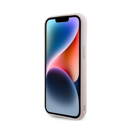 Karl Lagerfeld 3D gumiból készült csillogó logó - iPhone 15 tok (rózsaszín)